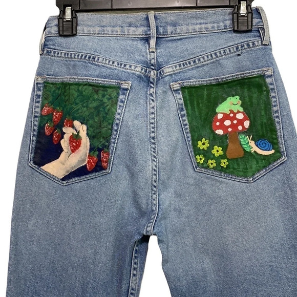 3x1 Light Blue Raw Hem High Rise Jeans - Picture 3 of 6